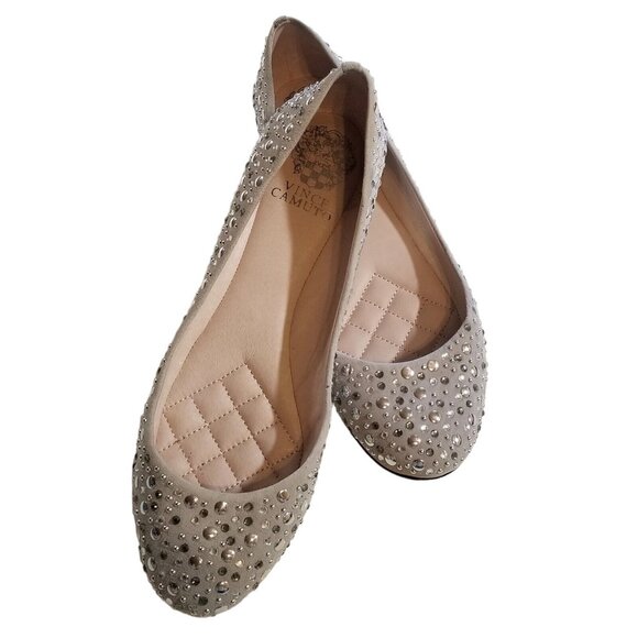 Vince Camuto Shoes - Vince Camuto Studded Suede Ballet Flats Shoe 8.5 Earl Gray True Suede